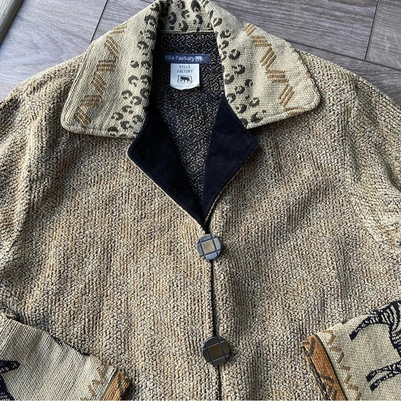 Vintage  Villa Factory Western Zebra Print Woven Tapestry Jacket - Picture 6 of 16